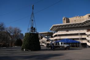 Администрация Астрахани приступила к установке ёлок