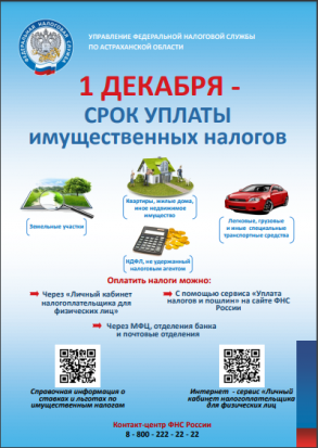 1 декабря - срок уплаты имущественных налогов