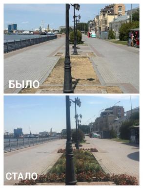 На Петровской набережной усилен полив