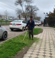 В Астрахани вдоль улиц скашивают сорную растительность и камыш