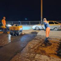 На Мясокомбинатском мосту провели ямочный ремонт дороги