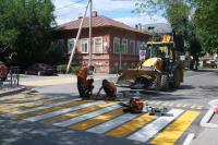 В Астрахани на улицах обновляют разметку в рамках нацпроекта